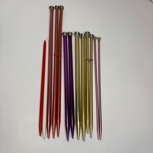 Vintage Aluminum Knitting Needles Mixed Lot | Multi-Color Straight Single Point